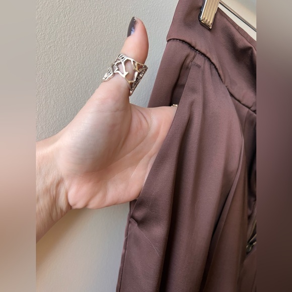 NWOT Abercrombie and Fitch Brown Silk Tailored Pants SIZE SM - Picture 4 of 8